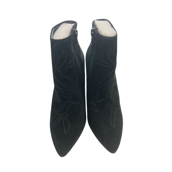 Aldo dinoto Women's Size 6 Black Suede Embroidered Design Ankle Booties  NWB - Picture 1 of 9